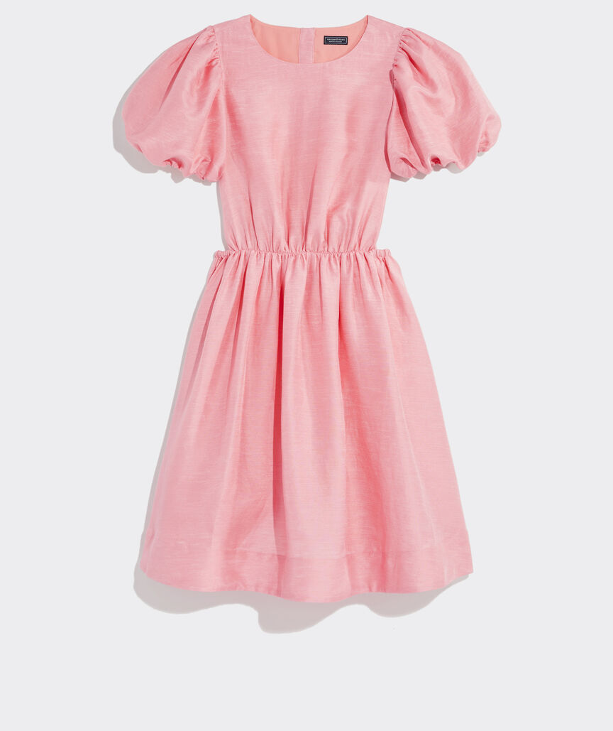 Puff-Sleeve Cutout Dress