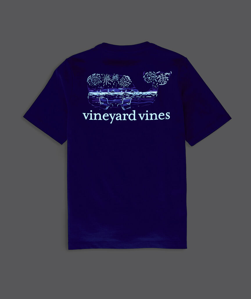 Boys' Glow-In-The-Dark Beach Fireworks Whale Short-Sleeve Pocket Tee