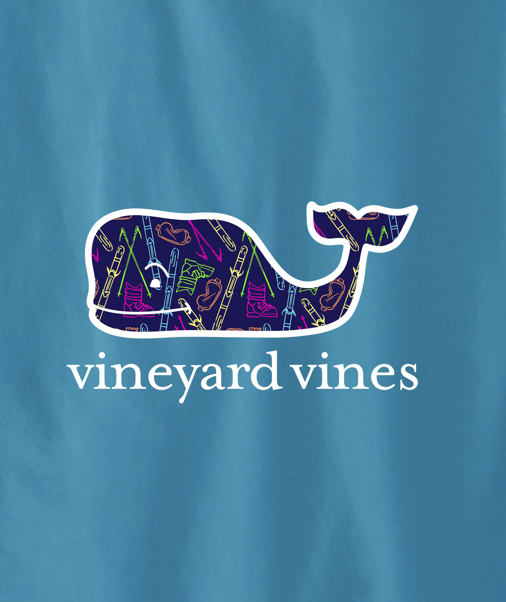 OUTLET Kids' Neon Tossed Ski Whale Long-Sleeve Pocket Tee