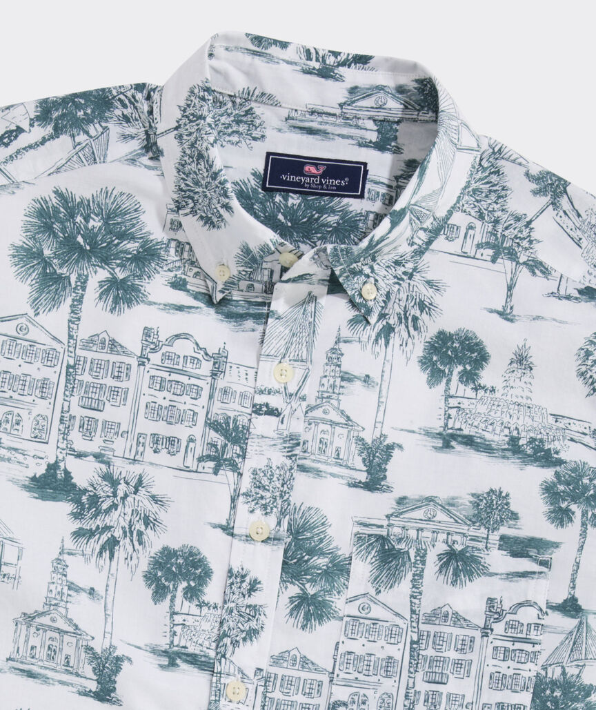 Charleston Scene Cotton Short-Sleeve Shirt