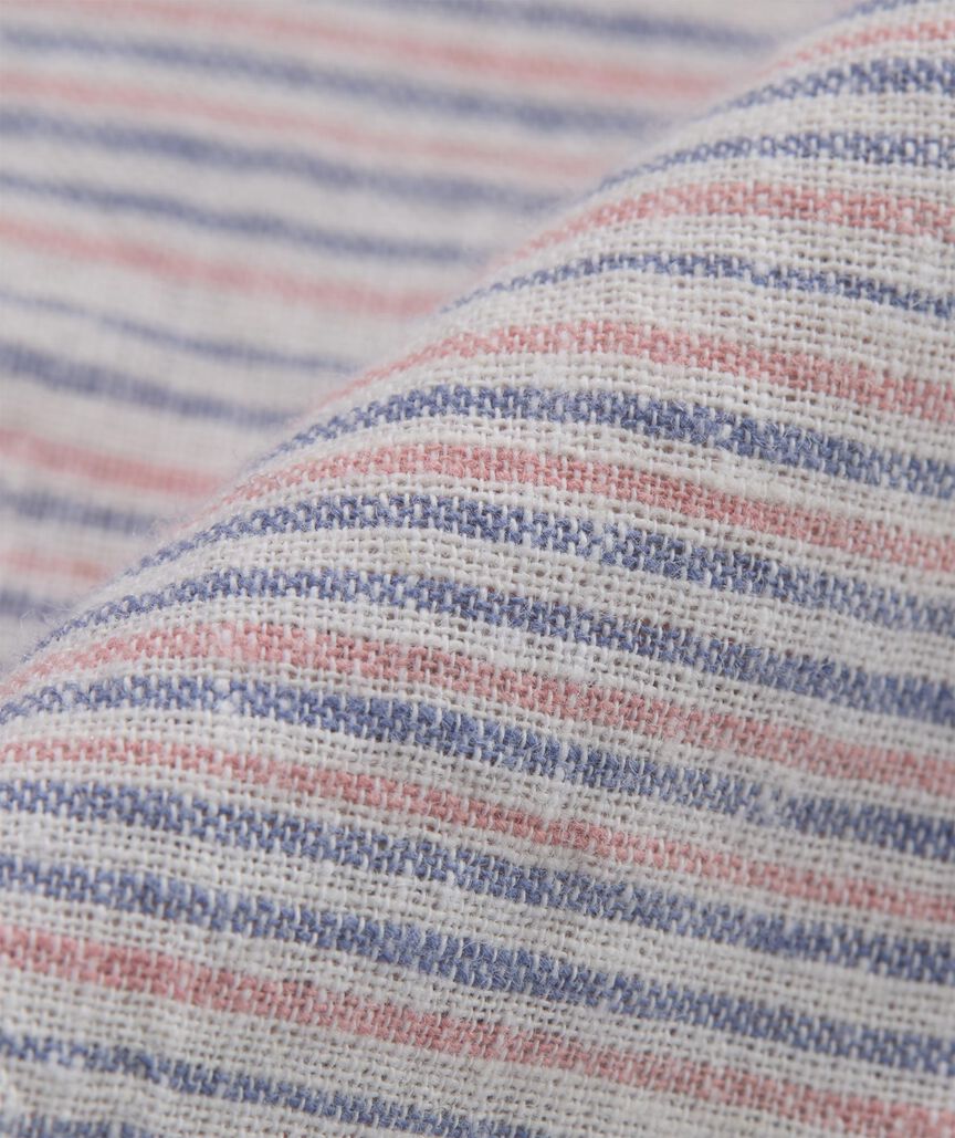 Boys' Stripe Textured Cotton Linen Short-Sleeve Shirt