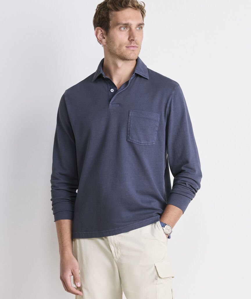 Lived-In Long-Sleeve Pique Polo