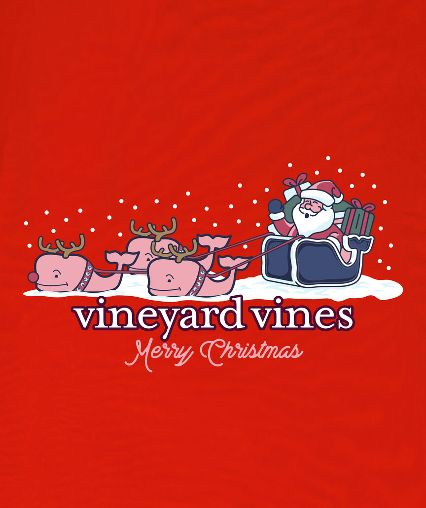 OUTLET Reindeer Whale With Sleigh Long-Sleeve Pocket Tee