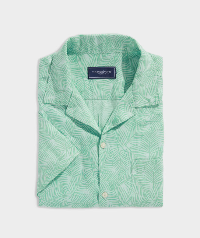 Linen Short-Sleeve Spike Palm Shirt