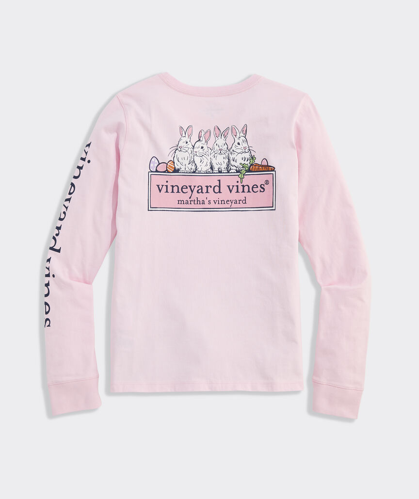 Girls' Bunny Logo Box Long-Sleeve Pocket Tee