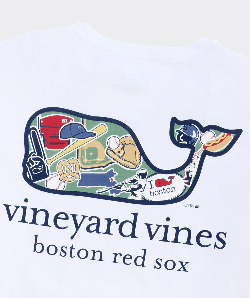 Boston Red Sox Long-Sleeve Sticker Whale Fill Pocket T-Shirt