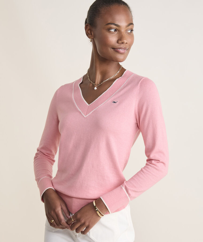 Cotton Cashmere Heritage V-Neck Sweater