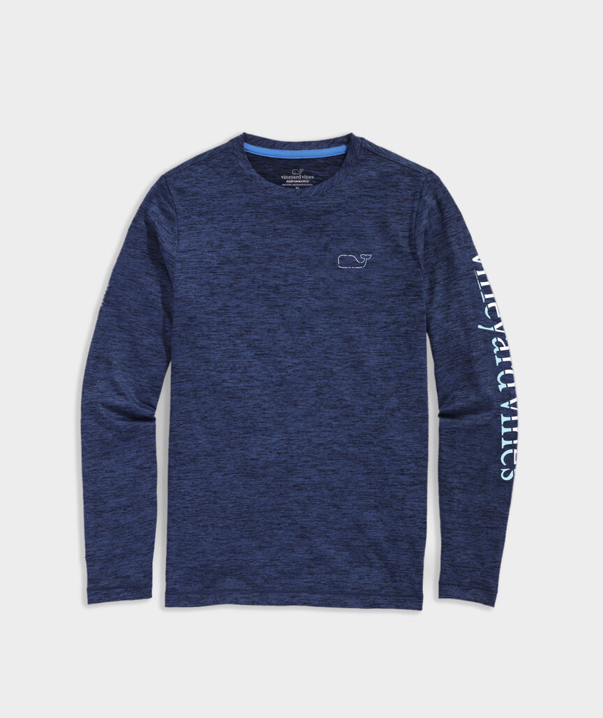 On-The-Go Whale Outline Long-Sleeve Harbor Performance Tee