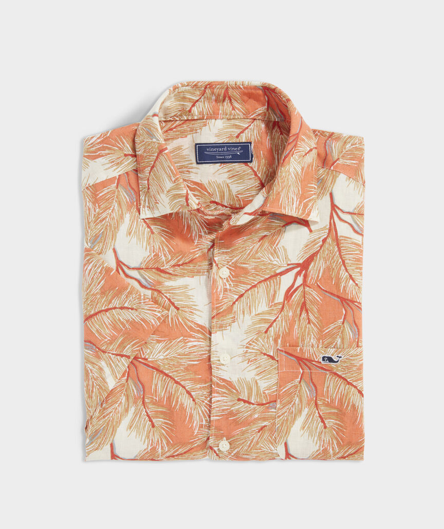Linen Short-Sleeve Pine Palms Shirt