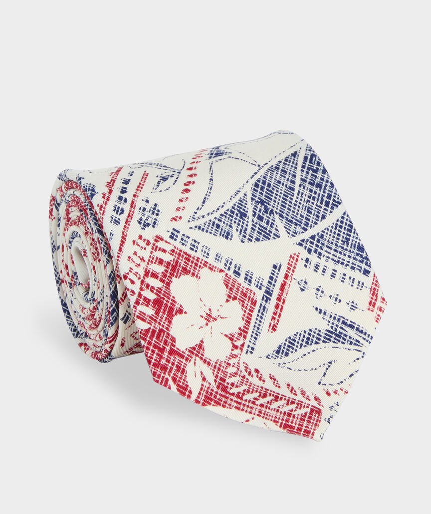 Island Woodblock Silk Tie