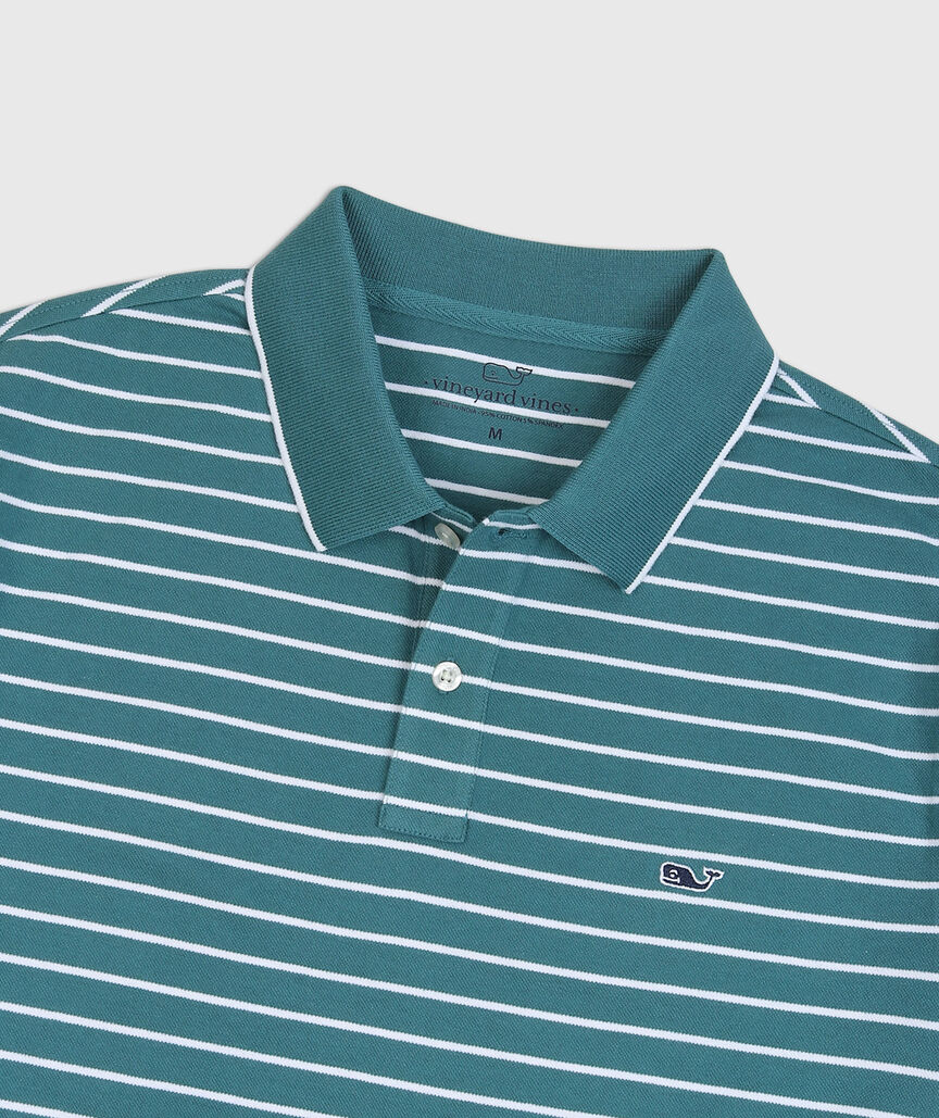 OUTLET Tipped Stripe Stretch Pique Polo