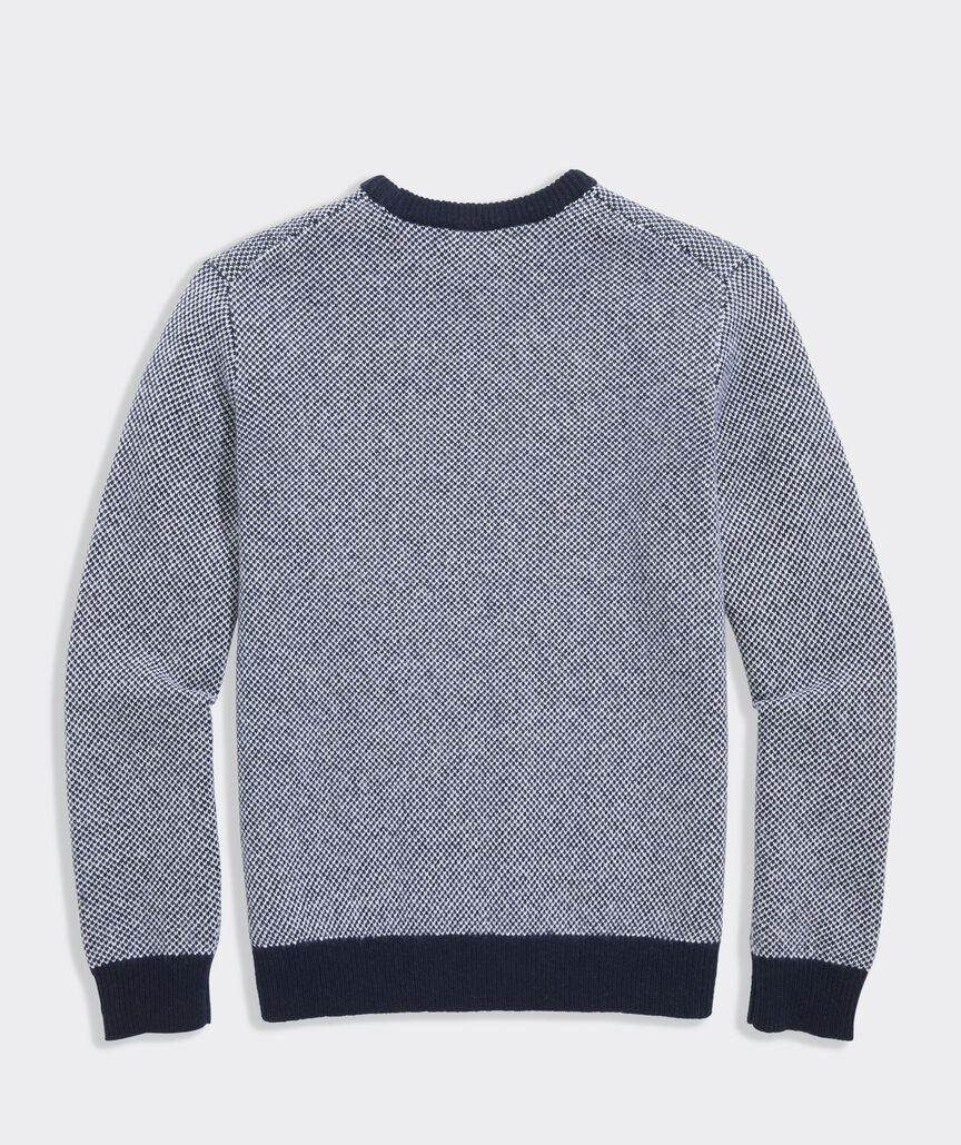Wool-Cotton Blend Birdseye Crewneck Sweater