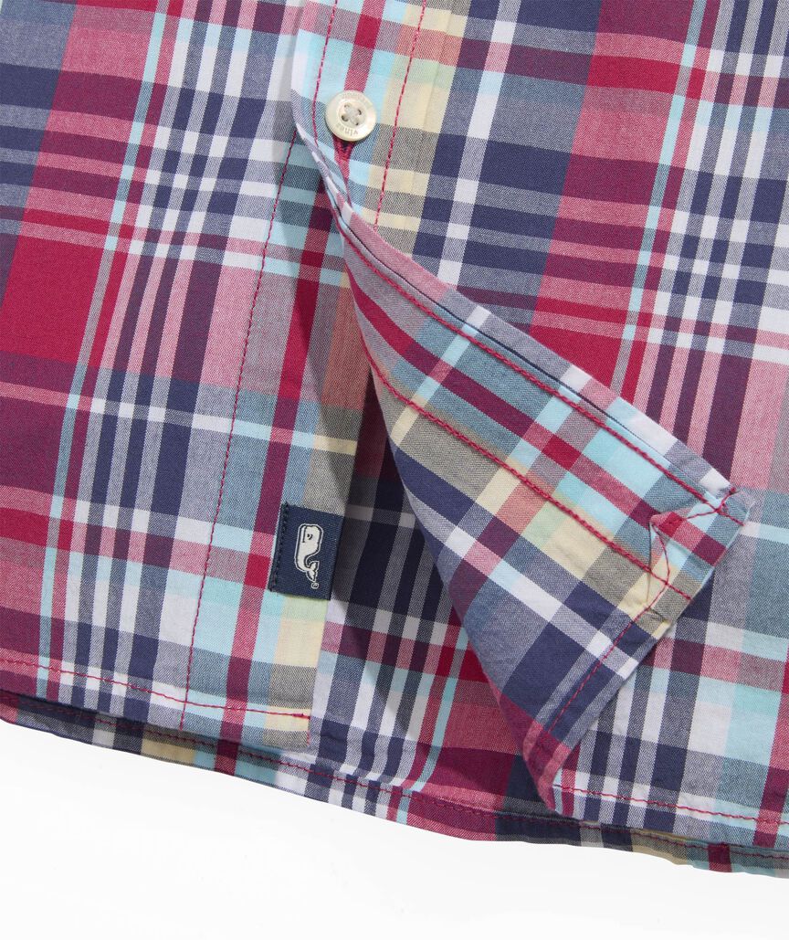 Snapper Plaid Cotton Madras Short-Sleeve Shirt