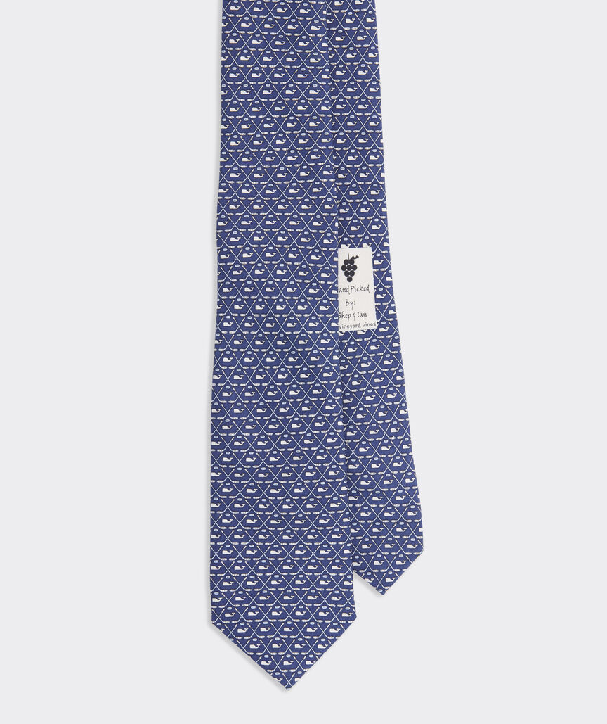 Boys' Crossed Hockey Sticks & Whale Printed Tie