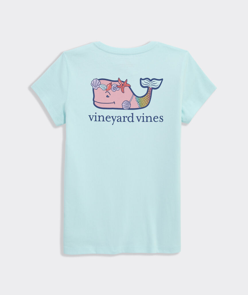 Girls' Mermaid Whale Short-Sleeve Pocket Tee