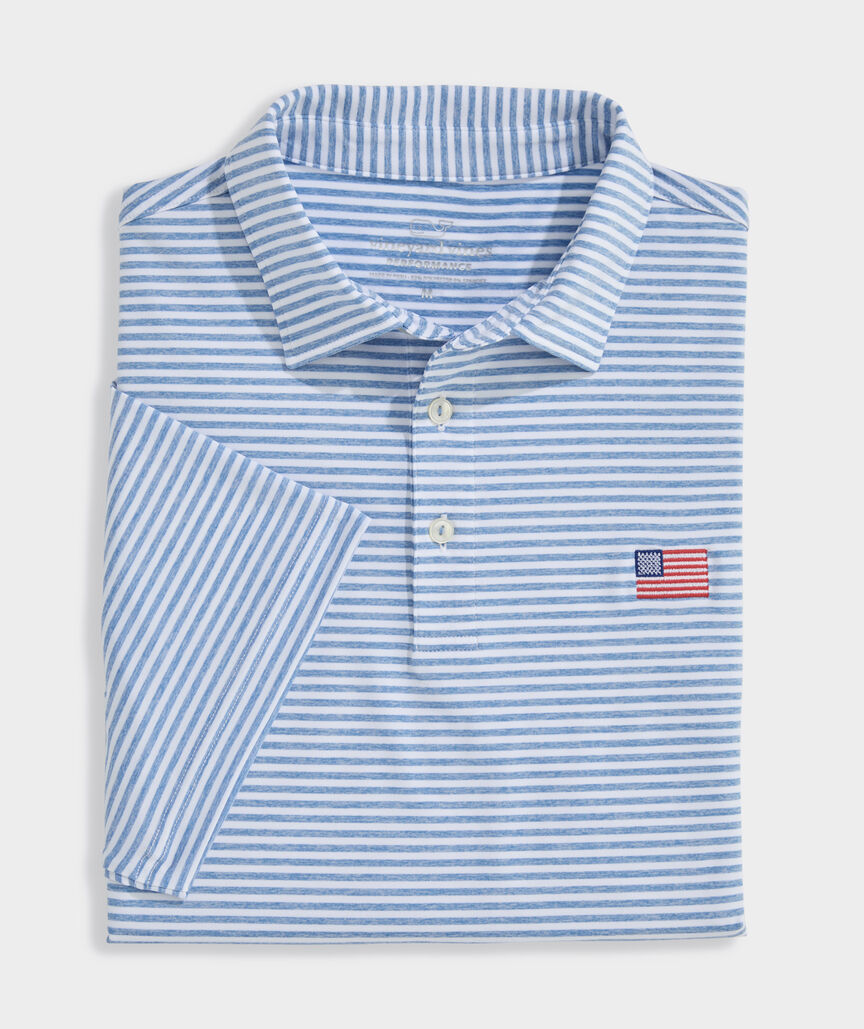 American Flag Performance Winstead Stripe Sankaty Polo