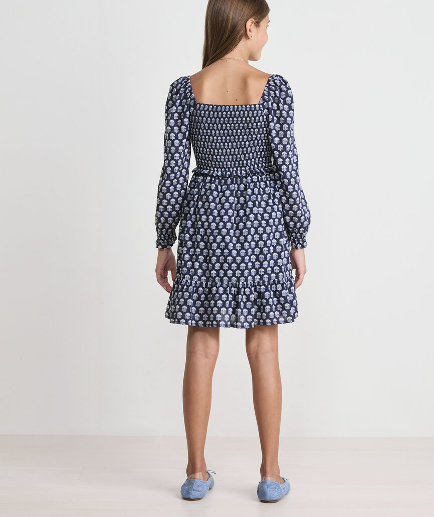 Girls' Smocked Long-Sleeve Dress