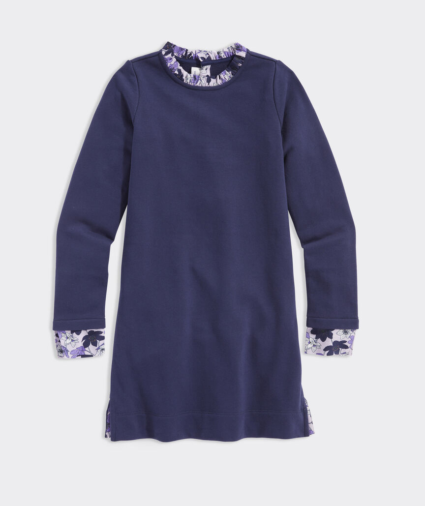Girls' Ruffle Neck Sweatshirt Dress