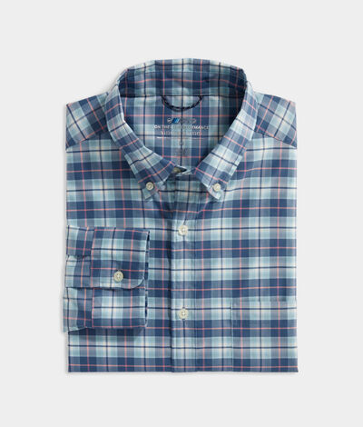 Vineyard Vines On-The-Go brrr° Plaid Shirt (Blue) (Size: Medium)