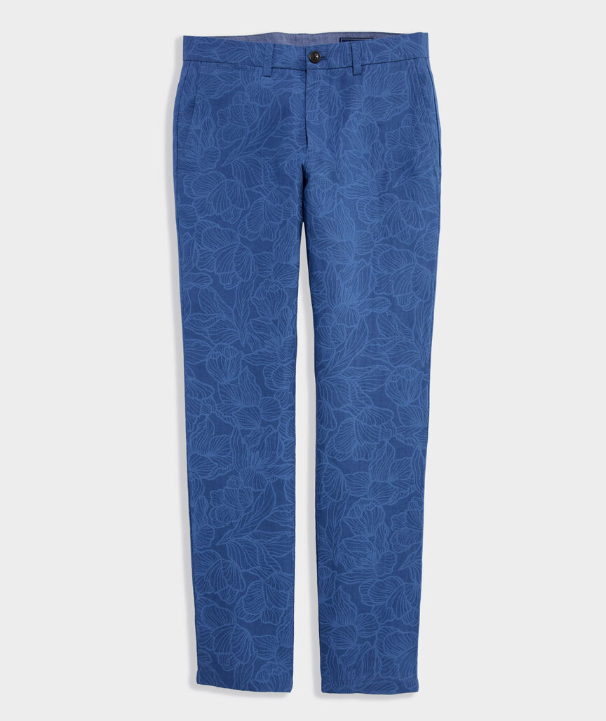 Kentucky Derby Floral Lines Linen Breaker Pants