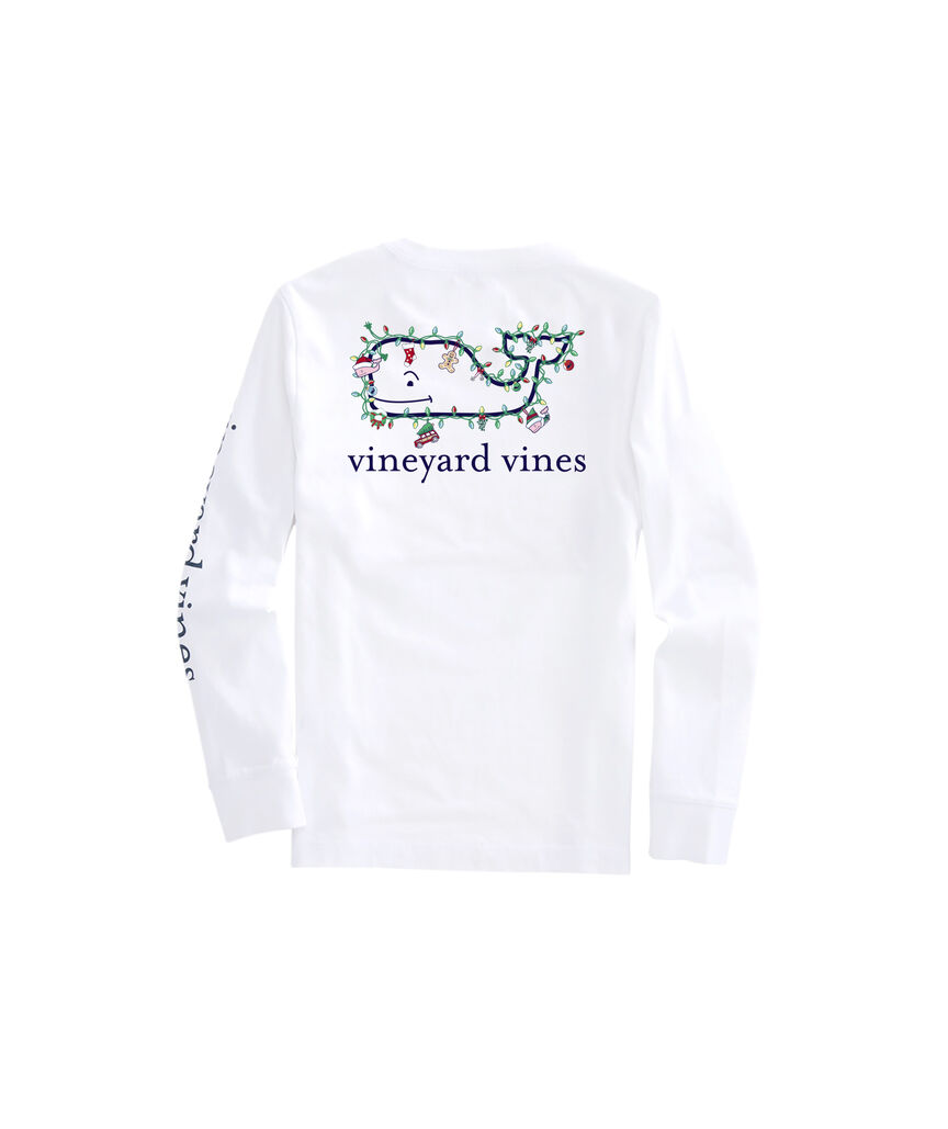 OUTLET Kids' Holiday Whales & Lights Whale Long-Sleeve Pocket Tee