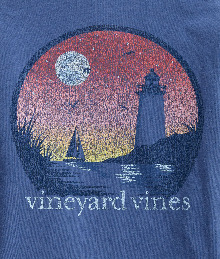 Boys' Sunset Lighthouse Scene Long-Sleeve Pocket Tee