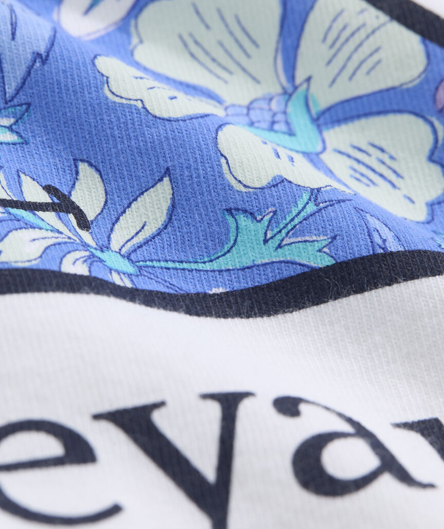 Girls' Hibiscus Block Print Whale Short-Sleeve Pocket Tee