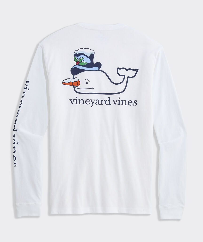 Snowman Whale Long-Sleeve Pocket Tee
