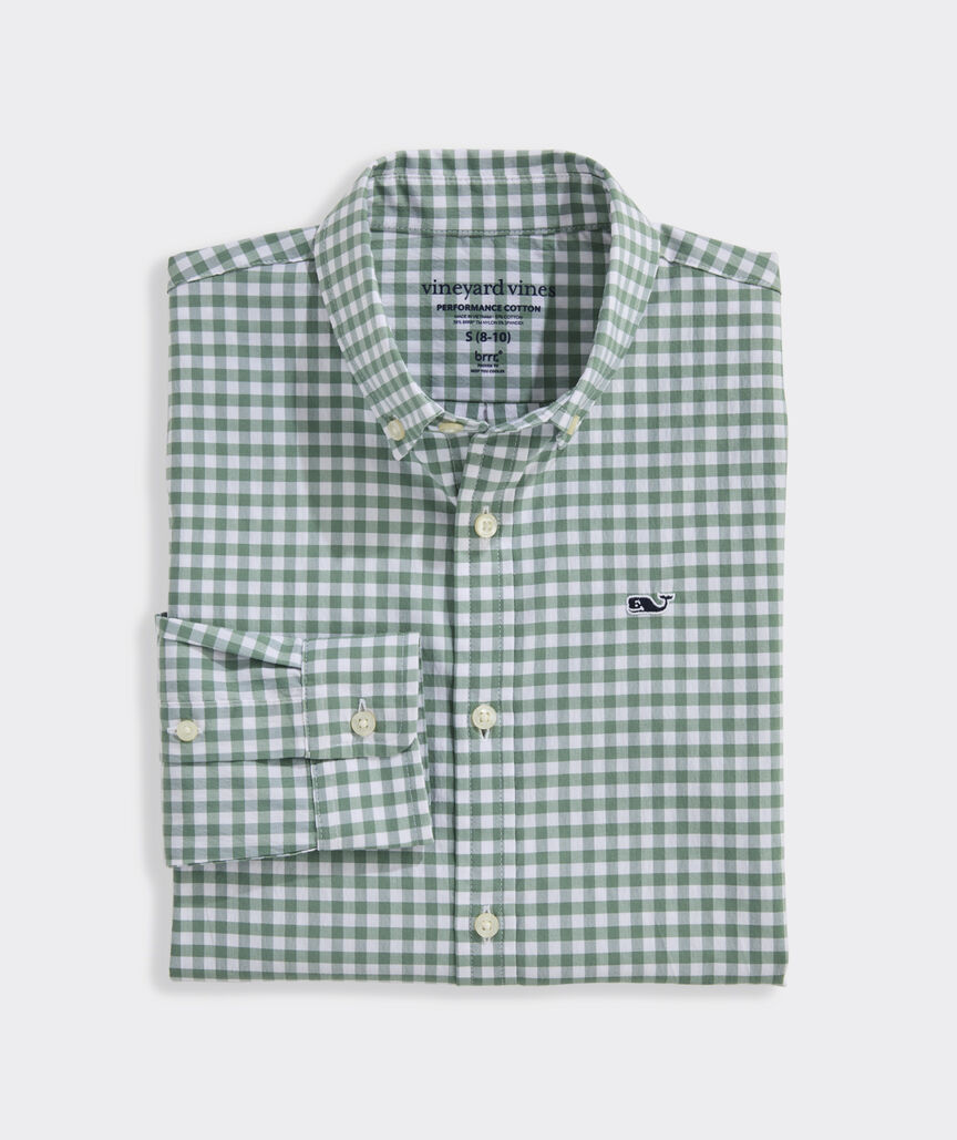 Boys' Performance Cotton Skysail Gingham Shirt