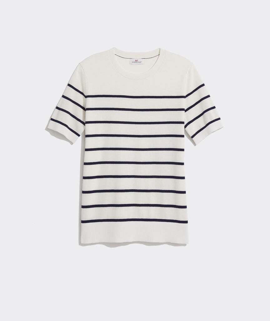 Striped Luxe Short-Sleeve Sweater