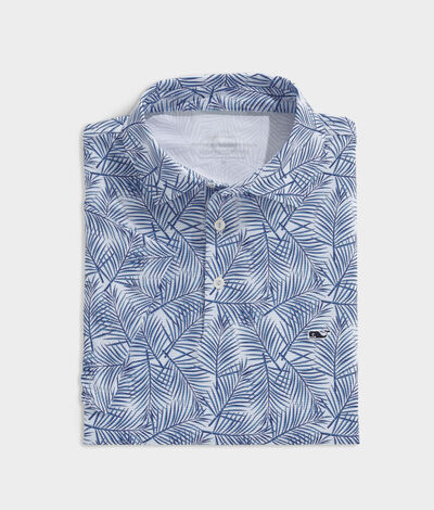Vineyard Vines Printed Sankaty Polo Shirt (Palms Electric Blue) (Size: XXL)