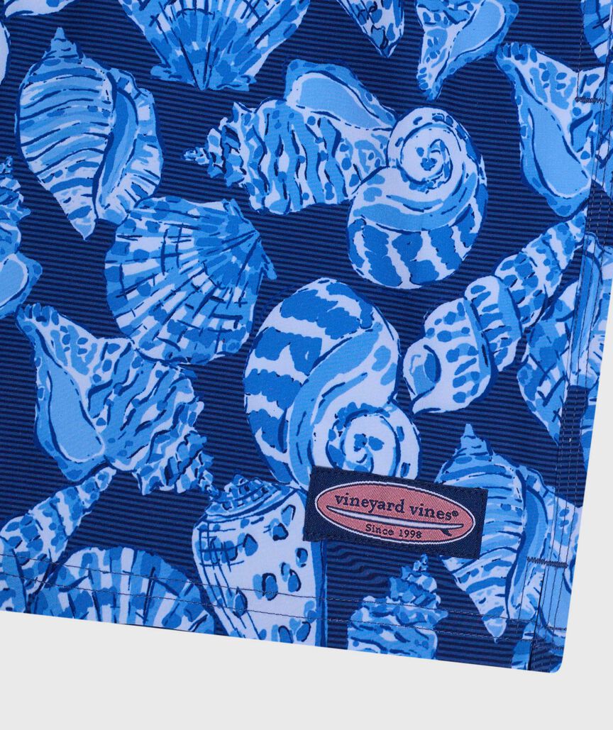 OUTLET 7 Inch Seashell Stripe Chappy Swim Trunks