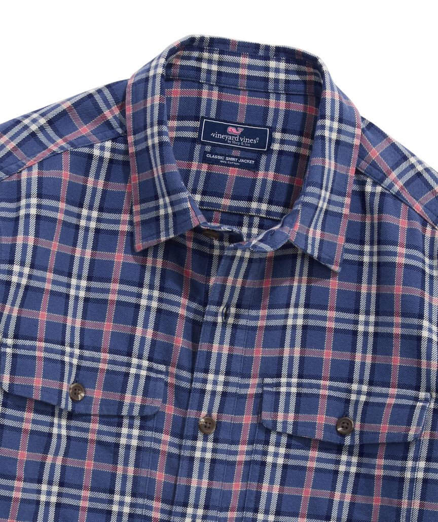 OUTLET Cotton Twill Plaid Shirt Jacket