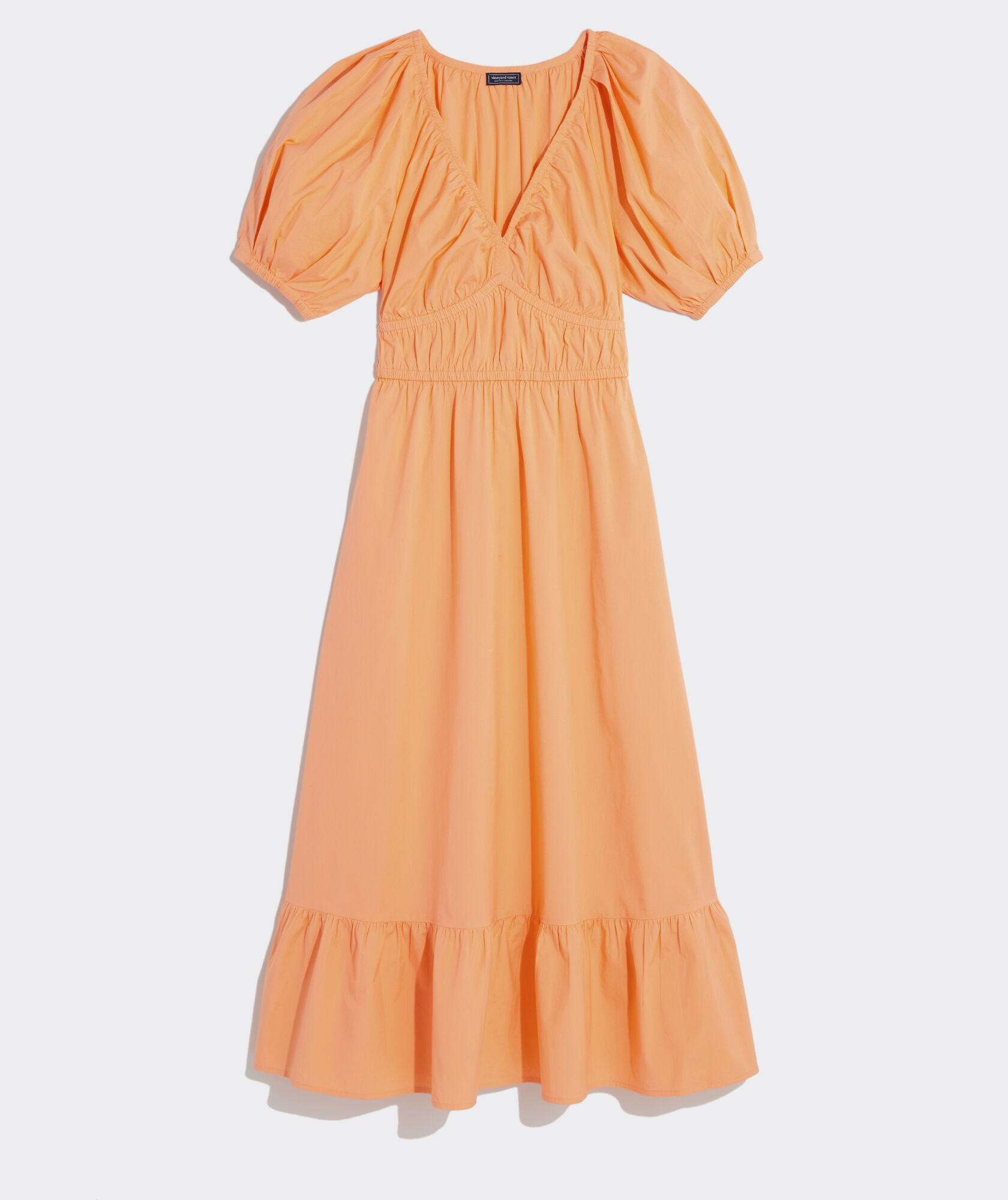 Marina Poplin Puff-Sleeve Midi Dress