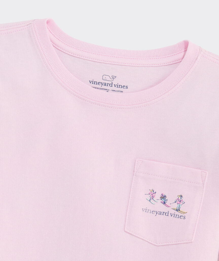 Girls' Sketched Skiiers Long-Sleeve Pocket Tee