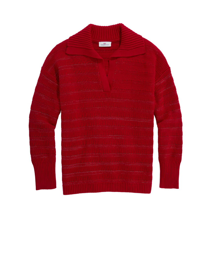 OUTLET Women's Shine Stripe Polo Sweater