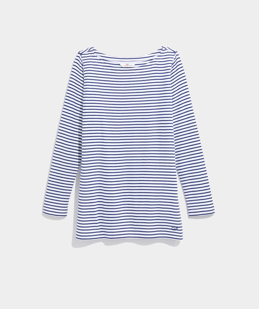 Striped Boatneck Simple Tee