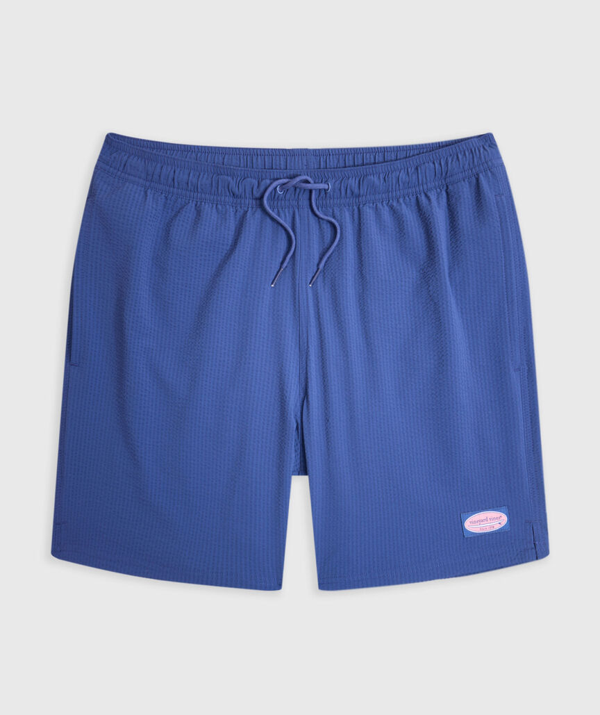 OUTLET 7 Inch Seersucker Chappy Swim Trunks