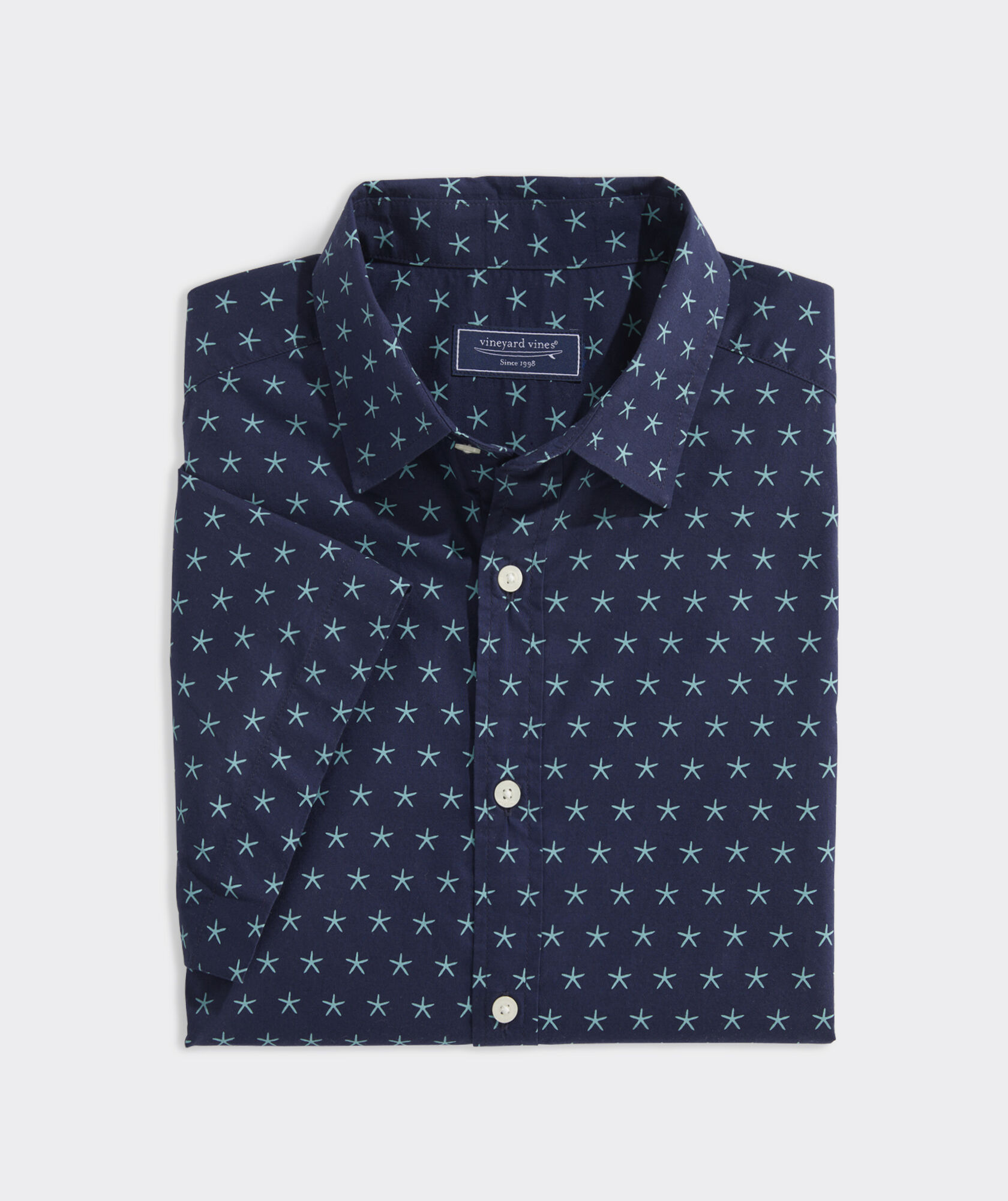 Cotton Madras Short-Sleeve Starfish Shirt