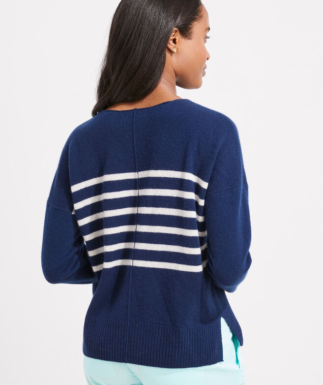 Seaspun Cashmere Striped V-Neck Sweater