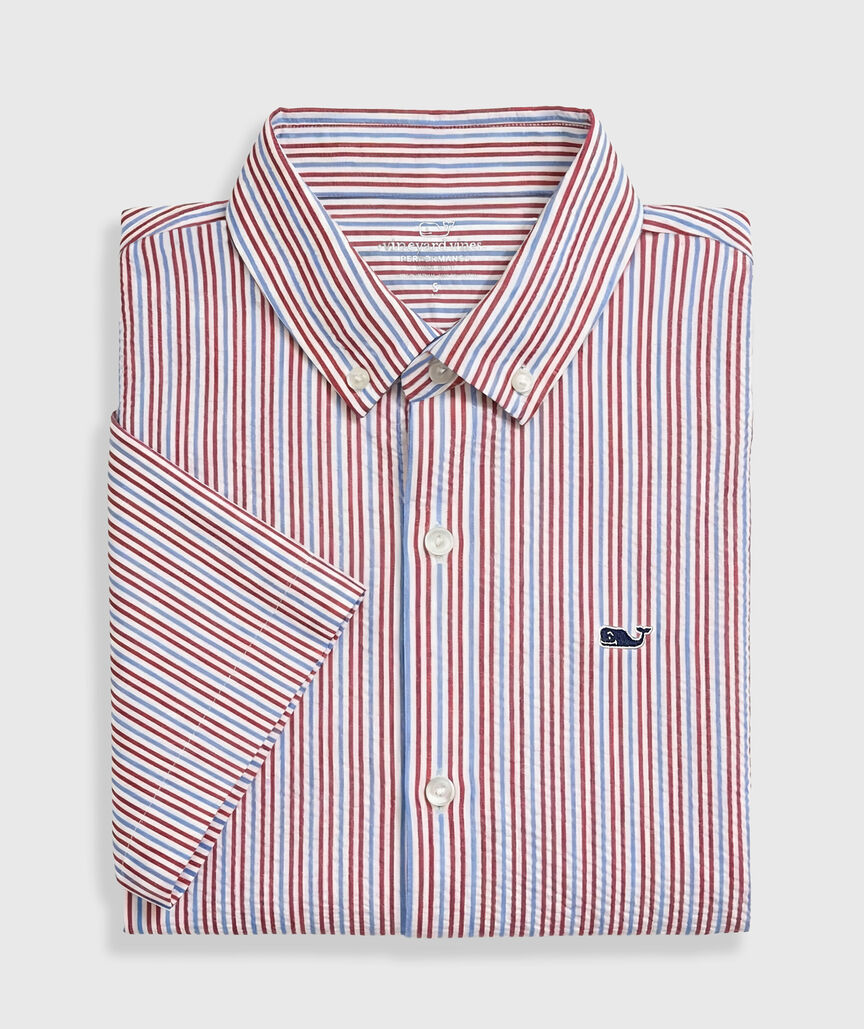 OUTLET Boys' Performance Seersucker Short-Sleeve Shirt