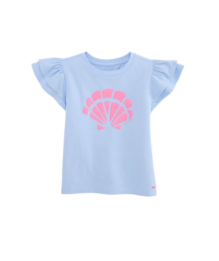 OUTLET Girls' Flutter Sleeve Glitter Tee