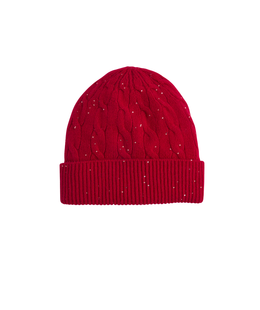 Cashmere Sequin Cable Beanie