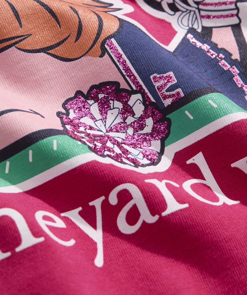 Girls' Glitter Cheerleader Whale Short-Sleeve Pocket Tee