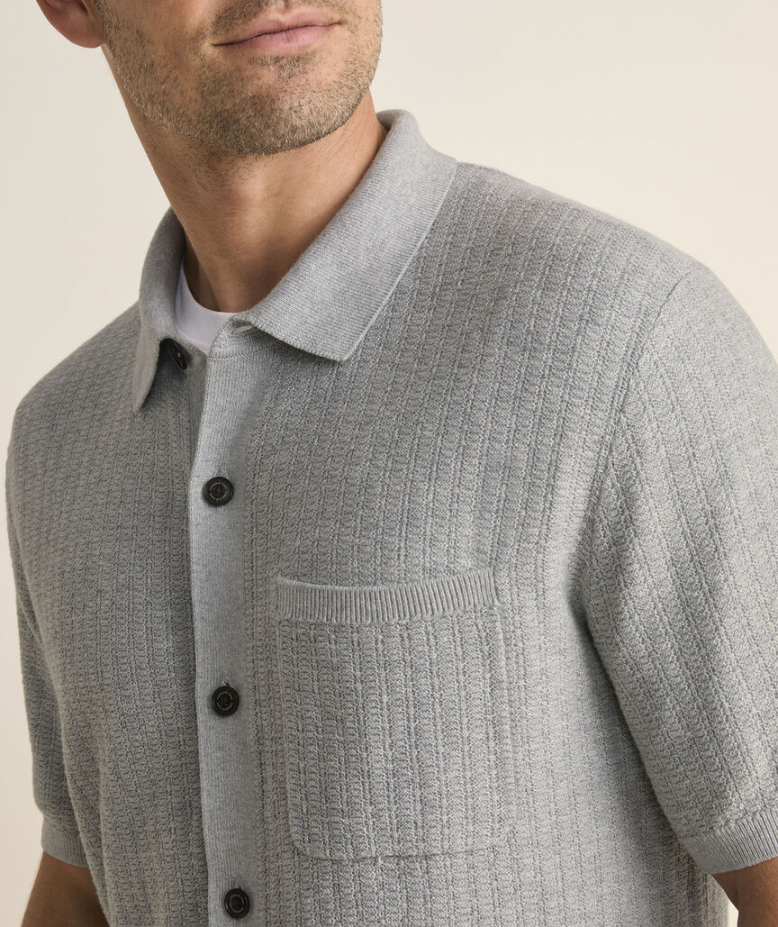 Full-Button Sweater Polo