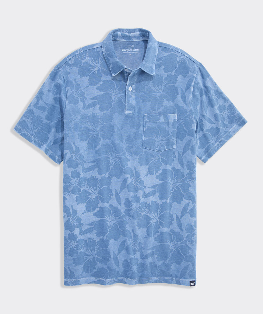 Surf Hibiscus Print Polo