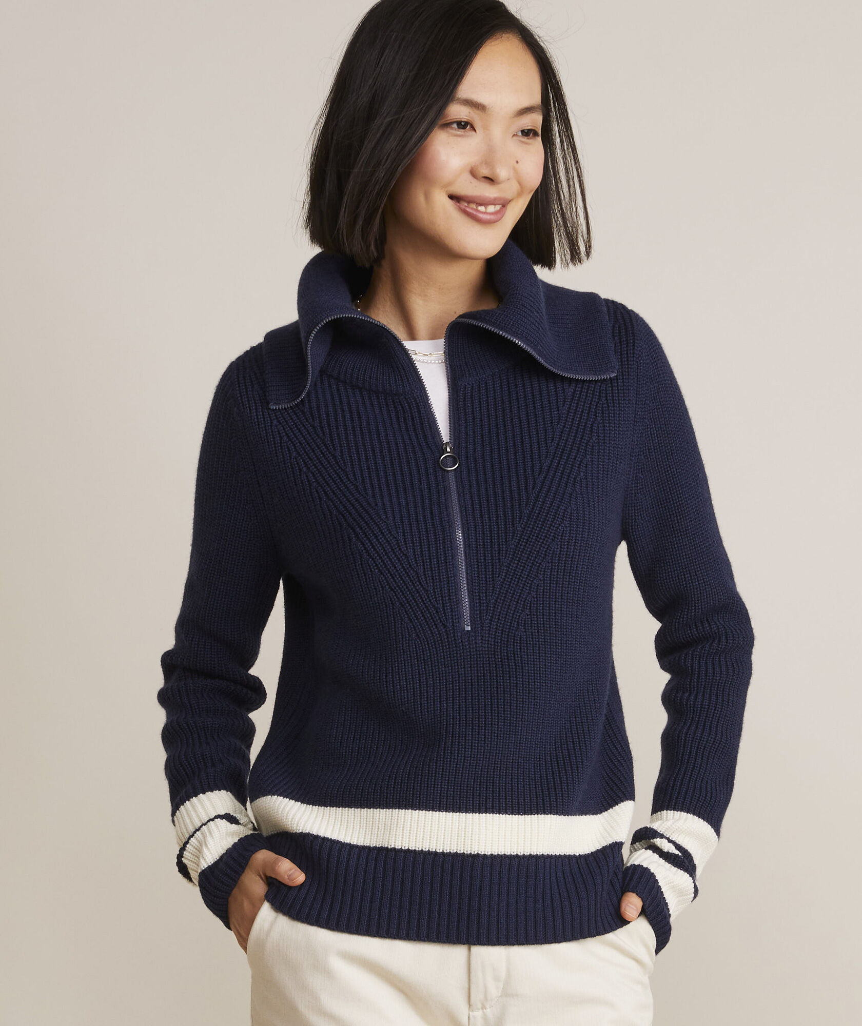 Striped Half-Zip Sweater