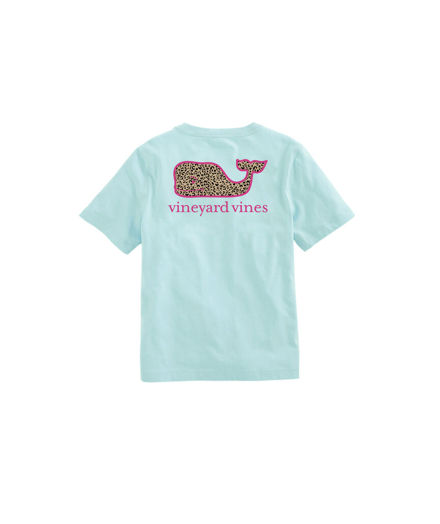 OUTLET Girls' Flocked Falling For Leopard Whale Short-Sleeve Pocket Tee