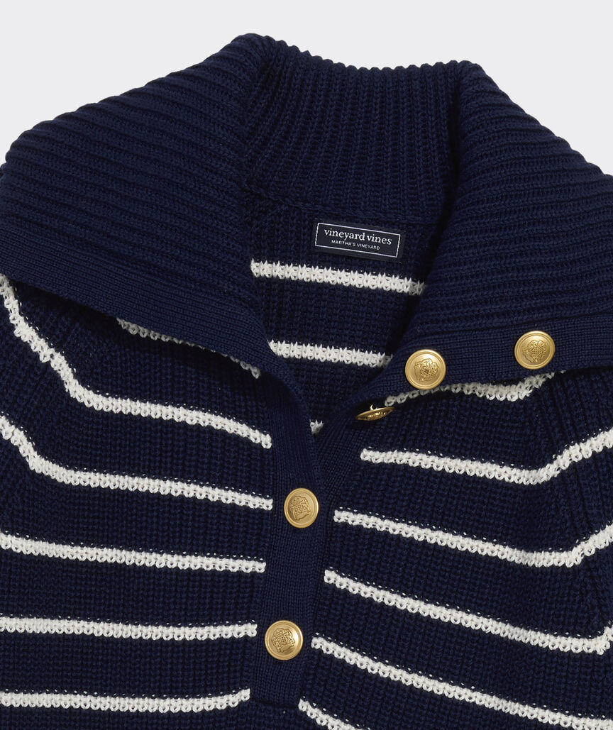 Ribbed Button-Collar Sweater