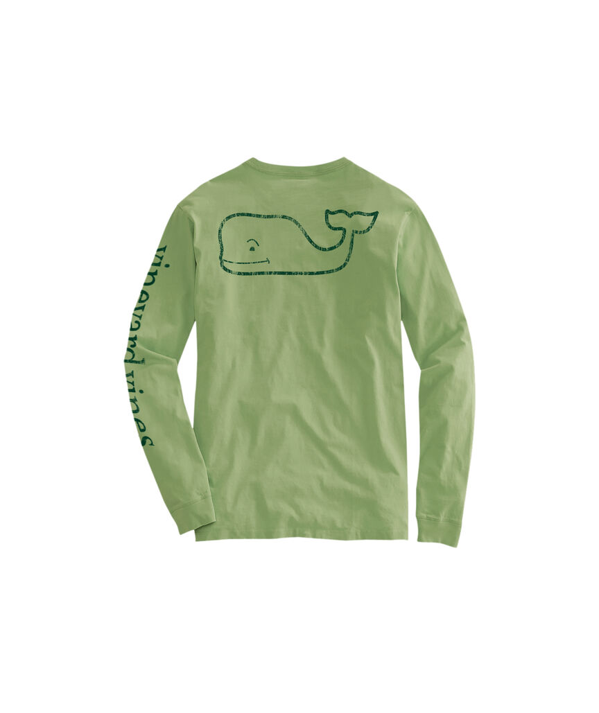 Outlet Long-Seeve Vintage Whale Graphic T-Shirt